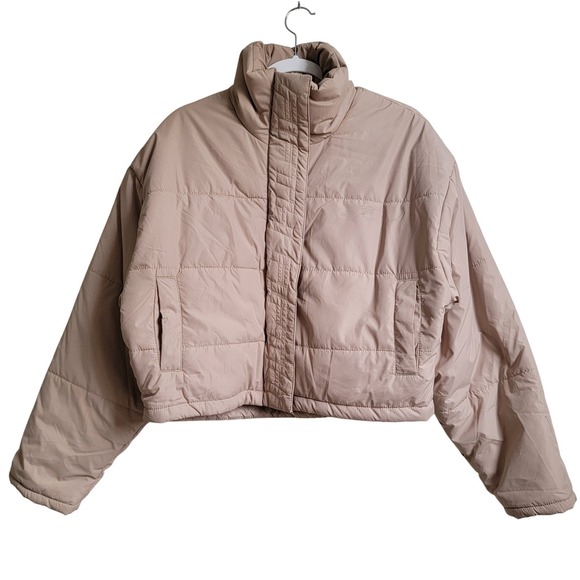 The Fifth Label Tan Beige Cropped Quilted Puffer Jacket Oversized Size US 6 - Picture 4 of 14